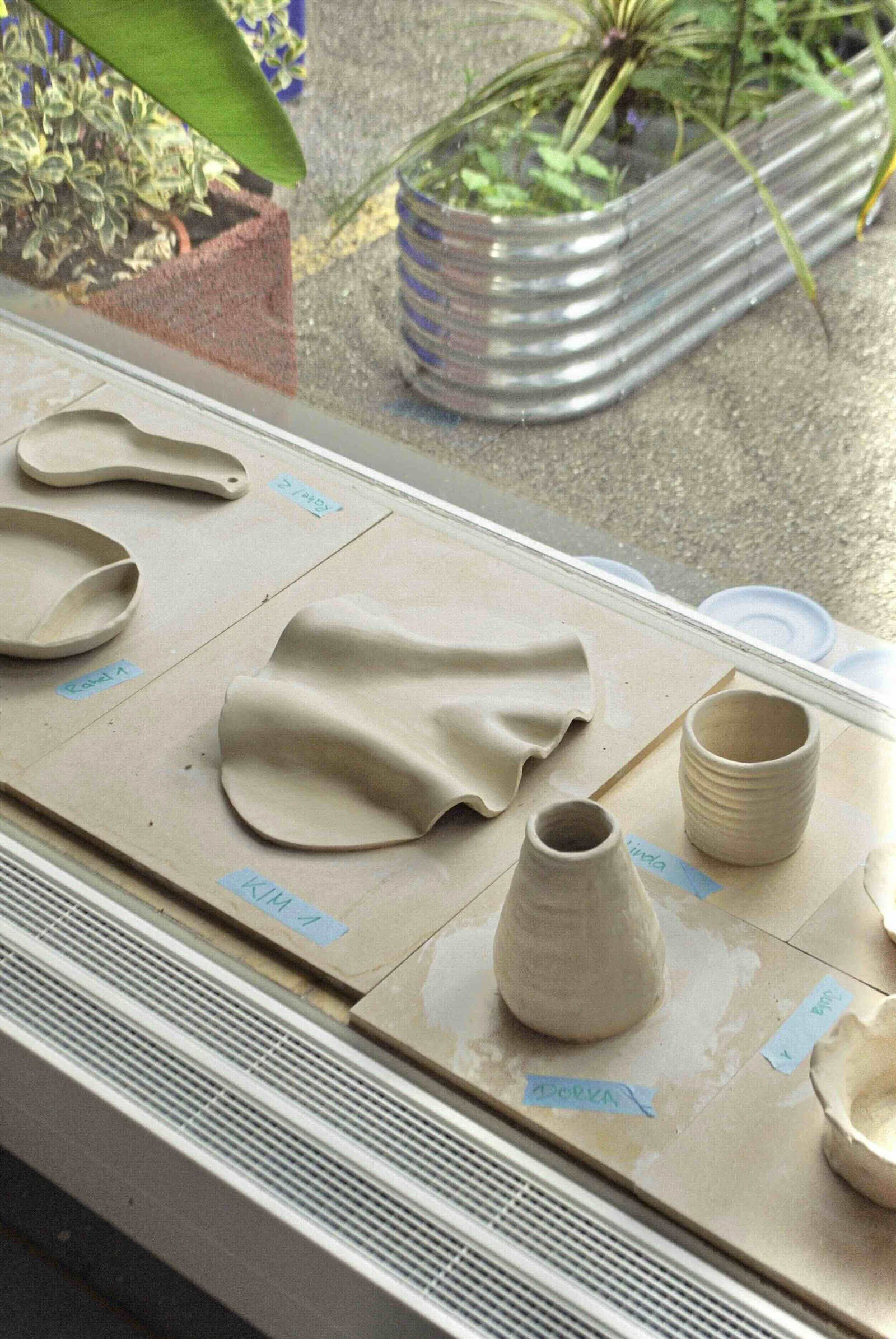 Finished pieces from a clay club evening