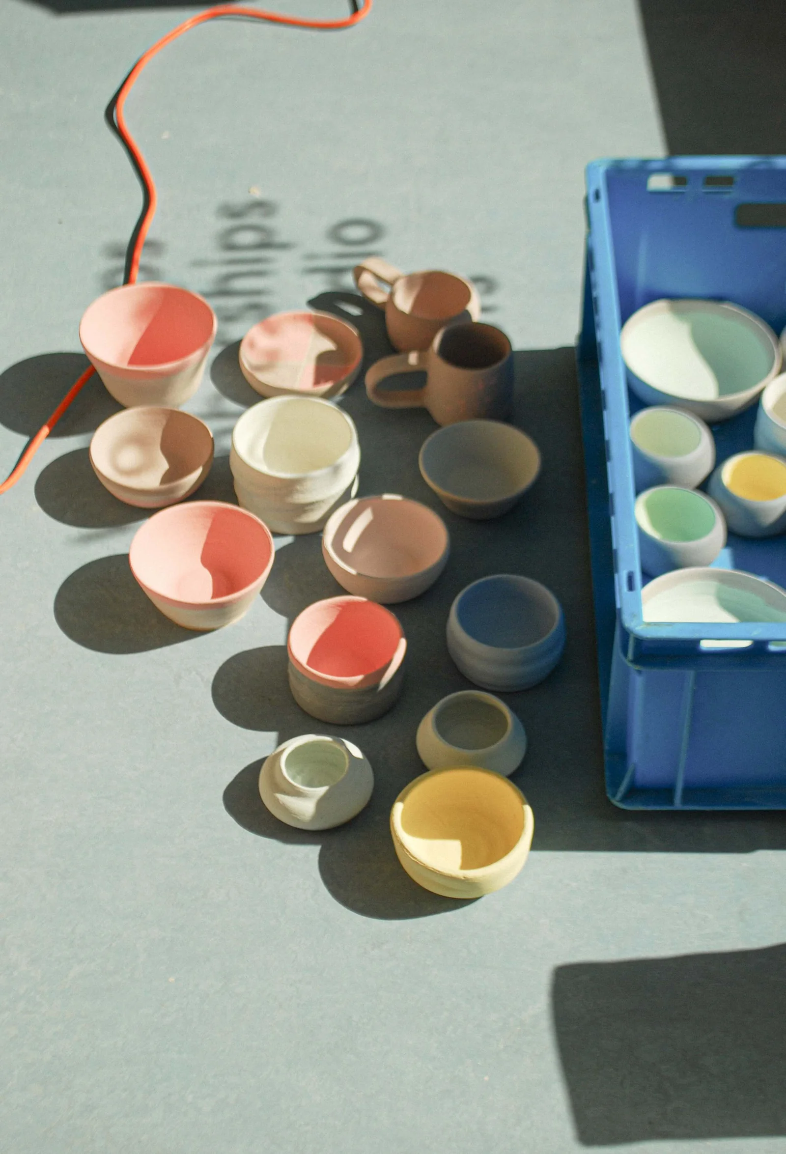 Finished glazed pieces from the course